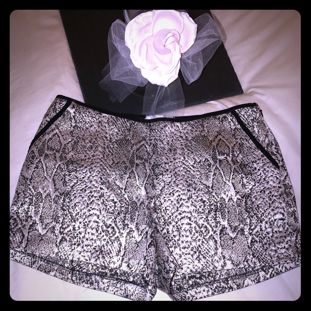 Romeo & Juliet Couture Satin Snakeskin Shorts, S